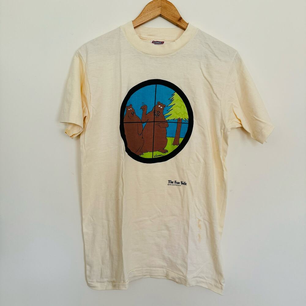 The Far Side VTG 1985 Gary Larson Hunting Funny Bears Comic USA Tee Shirt Large
